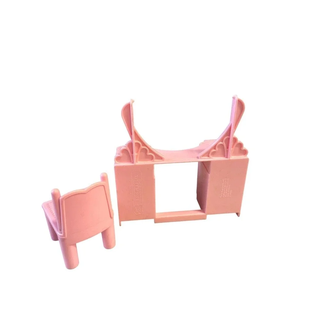 Fisher-Price‎ Dollhouse Vanity & Chair Furniture Set Pink 1969 MISSING MIRROR